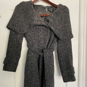 NWOT - THEME grey marl cocoon wrap coat, Small